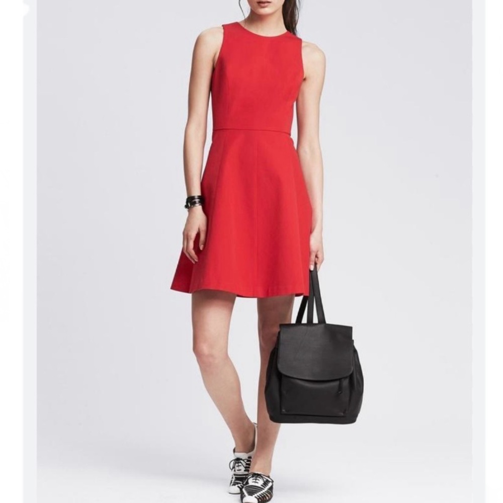 Banana Republic Ponte Picket Dress in Poppy Red